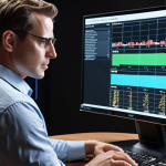 **Prompt:** An AI analyzes fund data (past returns, volatility, Sharpe Ratio) on a screen, providing insights for optimal investment timing. A confident investor stands nearby, making informed decisions based on the AI's analysis. The scene emphasizes data-driven precision and stability in fund investments.