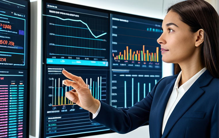 A modern female fund investment advisor in a professional business suit, fully clothed, modest clothing, appropriate attire, confidently presenting financial data on a large, sleek transparent digital display in an ultra-modern office. The screen shows complex AI-driven data visualizations, real-time market trends, and a diversified portfolio. The environment is clean, bright, and showcases advanced technology. Perfect anatomy, correct proportions, natural pose, well-formed hands, proper finger count, natural body proportions, professional photography, high resolution, safe for work, appropriate content, fully clothed, professional.