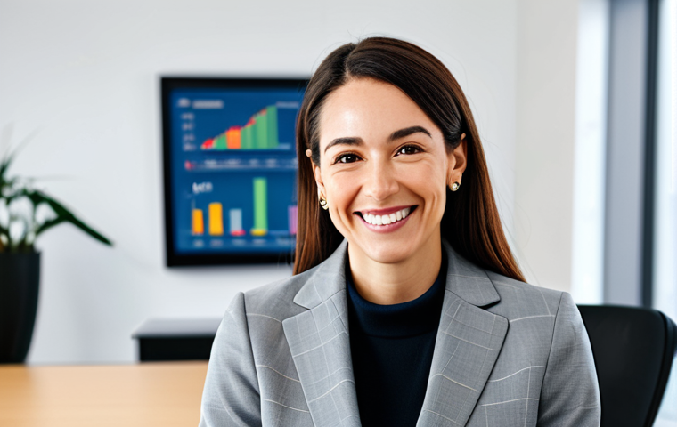 **
"A professional female financial advisor in a modern office setting, smiling warmly at a client. She is wearing a modest business suit, fully clothed. The office is bright and welcoming, with financial charts visible in the background. Safe for work, appropriate content, perfect anatomy, natural proportions, professional, family-friendly."
**
