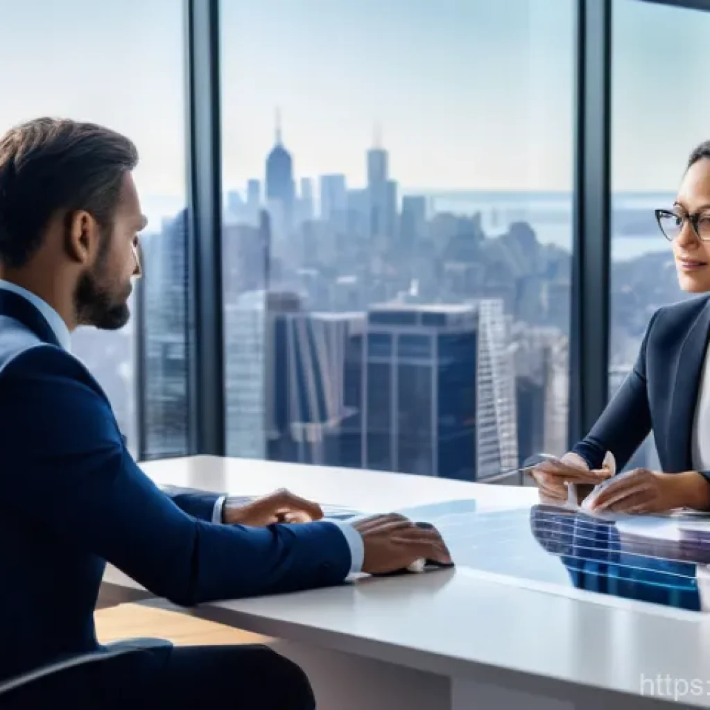 펀드투자상담사와 관련된 금융 기술 활용 - A professional, diverse male fund investment advisor, in his late 30s, wearing a sharp business suit...
