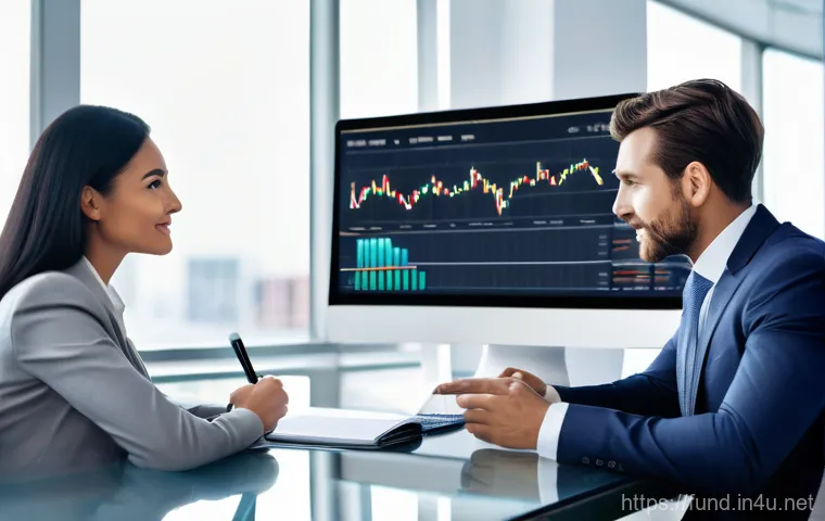 펀드투자상담사와 보험 설계사의 차이 - **Prompt 1: Fund Investment Counselor Advising on Growth Portfolio**
A sophisticated male financ...