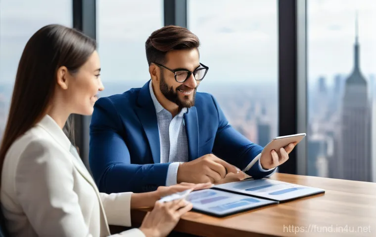 펀드투자상담사와 고객 맞춤형 투자 전략 - A confident young professional woman in a stylish business casual outfit, seated at a sleek, minimal... 펀드투자상담사와 고객 맞춤형 투자 전략 - A confident young professional woman in a stylish business casual outfit, seated at a sleek, minimal...